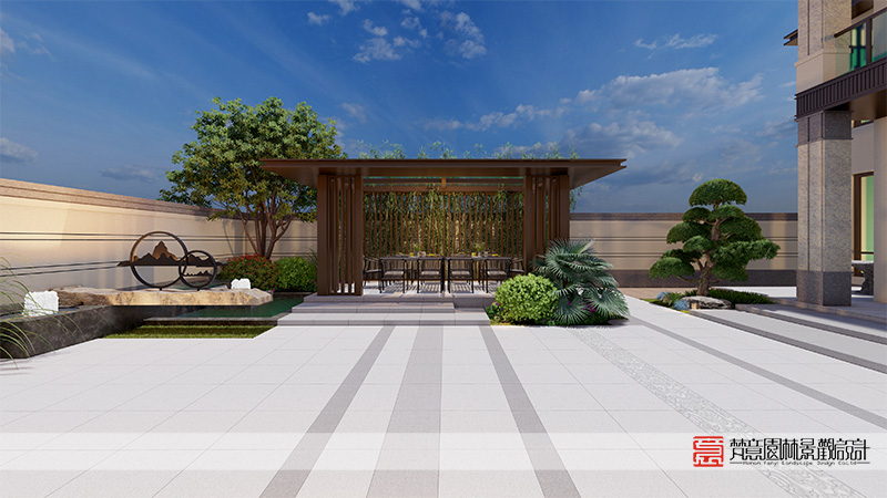 郑州京水花园240平米别墅庭院设计